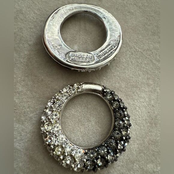 Nolan Miller Vintage Ombre Rhinestone Circle Earrings – Signed Designer Glam - Picture 7 of 17